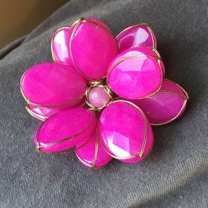 Brilliant Pink Flower Stone Brooch